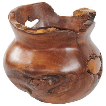 Cowak Teak Wood Vase, Natural
