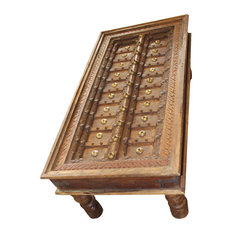 Mogul Interior - Consigned Unique Antique Coffee and Cocktail Table Solid Wood Indian Tea Table - Coffee Tables