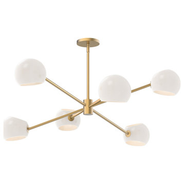 Willow chandeliers,Brushed Gold | Opal Matte Glass D37" x H13"