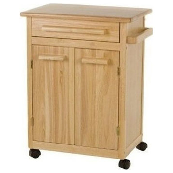 Pemberly Row Transitional Solid Wood Butcher Block Kitchen Cart in Natural