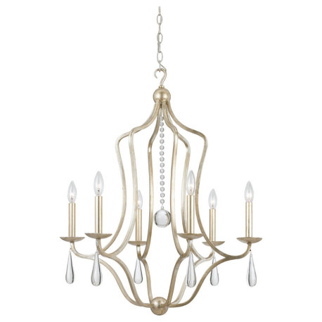 Manning 6 Light Silver Leaf Chandelier