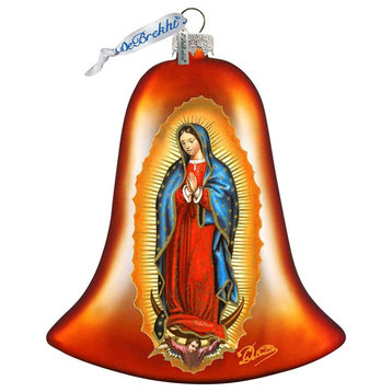 Hand Painted Mary Of Guadalupe Glass Scenic Ornament