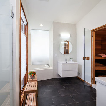 Modern bathroom with sauna