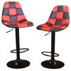 Red Checkered Racing Bar Chairs, Set of 2