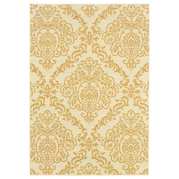 Oriental Weavers Bali Collection Ivory/Gold Floral Indoor/Outdoor Rug 5'3"X7'6"