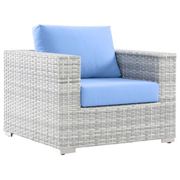 Convene Outdoor Patio Armchair, Light Gray/Light Blue