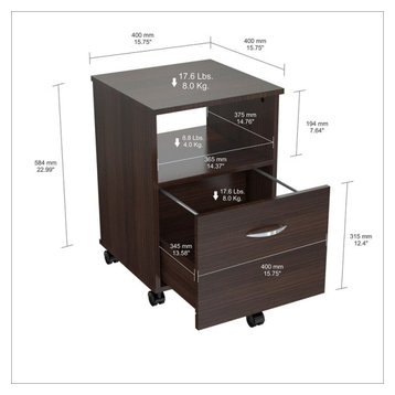 Inval Uffici Espresso Mobile  File Cabinet