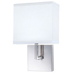 Norwell Lighting - Norwell Lighting 8985-CH-WS Maxwell - One Light Wall Sconce - This transitional sconce is made with a square bacMaxwell One Light Wa Chrome White Fabric  *UL Approved: YES Energy Star Qualified: n/a ADA Certified: n/a  *Number of Lights: Lamp: 1-*Wattage:60w Edison bulb(s) *Bulb Included:No *Bulb Type:Edison *Finish Type:Chrome