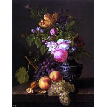 Jean-Baptiste Desprest Still Life With Flowers Peaches and Grapes Wall Decal