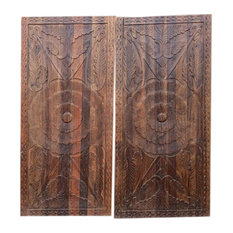 2 Pc Vintage Carved Doors, Rustic Doors, Hand Carved Door Panels