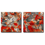 Ready2HangArt - Fall Ink XXIV, Canvas Wall Art 2-Piece Canvas Art Set, 30" - Open a window into fall's heart and soul with 'Fall Ink XXIV' a horizontal piece layered with color and depth. A scattered gradient from pure white to deep autumn red, created on a bed of crisp, waxy and succulent foliage; with saturation so rich the naturally lush leaves appear to have been immersed in paint. Handcrafted in the U.S.A., this gallery wrapped canvas art arrives ready to hang on your wall. Refine your space with an art piece from Ready2HangArt's Fall Ink collection, which will effortlessly bring a warm essence of autumn to any style of decor.