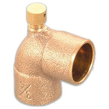 1/2" Cast Lead Free Brass 90 Degree Elbow With Sweat Connects And Drain Caps
