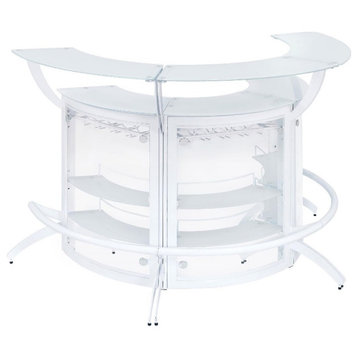 Pemberly Row 2-shelf Modern Metal Curved Home Bar White and Clear (Set of 3)