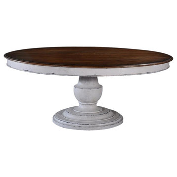 Dining Table Scottsdale Round Wood Pedestal Base Antique White Rustic