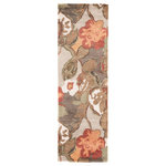 Jaipur Living - Jaipur Living Petal Pusher Handmade Floral Light Gray/Multicolor Area Rug, 2'6"x - This hand-tufted area rug delivers artistic charm with rich and moody hues. Watercolor blooms in green, brown, orange, and red create a large-scale design on the light gray backdrop, while the wool and viscose blend lends a sumptuous feel underfoot.