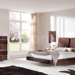 Status Caprice 4 PC Walnut Bedroom Set (Bed, 2 Nightstands and Chest) - ESF Furn - Bedroom Furniture Sets
