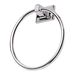 Door Corner - Sunset Series Bathroom Collection, Polished Chrome, Towel Ring - Towel Rings
