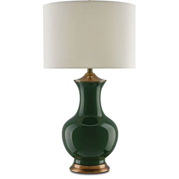32" Lilou Green Table Lamp in Green and Antique Brass