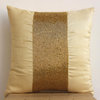 Metallic Beaded Gold Art Silk 22"x22" Throw Pillow Covers, Gold Center
