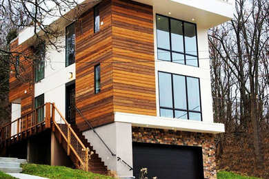 Example of a minimalist exterior home design in Chicago