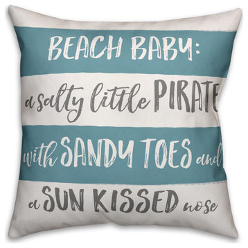 Beach Baby Blue Stripes 16x16 Spun Poly Pillow