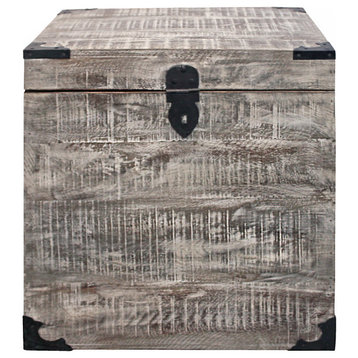 Mateo Trunk End Table Grey Finish