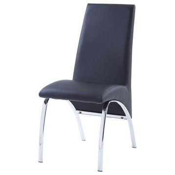ACME Pervis Faux Leather Upholstered Side Chair in Black and Chrome