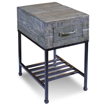 Parker Rustic-Style Solid Wood Narrow Side Table, Gray