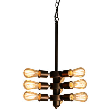 Mariam 12" 9-Light Brown Finish Chandelier With Light Kit