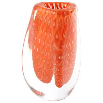 Triangular Bubbled Orange Vase