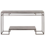 Uttermost - Clea Console Table - Known for its popularity during the art deco period, shagreen has made its resurgence as a modern home decor staple. This console features faux shagreen embossed surfaces in a natural light gray wash, paired with a modern, stainless steel frame finished in brushed nickel.
