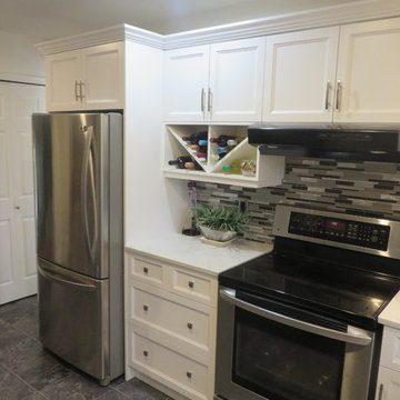 White Beveled Shaker Kitchen - Long Lake, Nanaimo (Cabinet Refacing)
