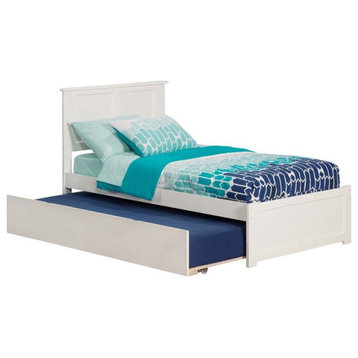 AFI Madison Twin Solid Wood Bed with Twin Trundle with USB Charger in White