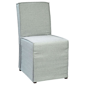 Hartne Cotton Blend Upholstered Slip Cover Style Dining Side Chair, Light Blue