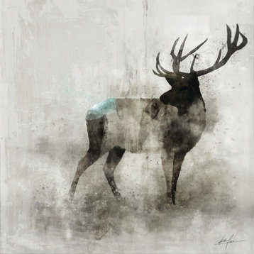 24"x24" Deer Canvas Wall Art Print, Grey Black