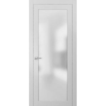 Planum 2102 French Frosted Glass Panel Door 24x80 White Silk