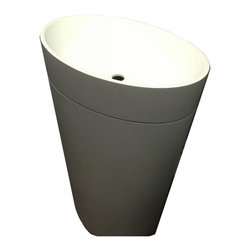 ADM Bathroom Design - ADM Oval Freestanding Pedestal Sink, Grey/White, 24" - Bathroom Sinks