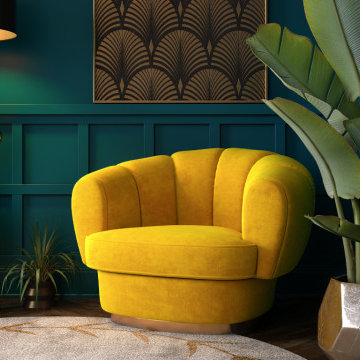 Vibrant Seating Area with Art Deco Accents in Potters Bar