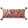 Multi 13"x35" Plush Woven Elongated Lean Bohemian Pillow Cover With Tassels