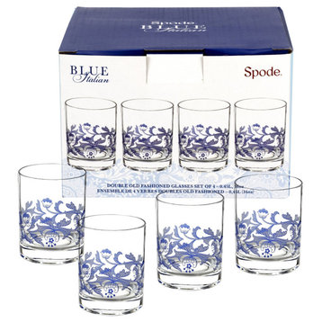 Spode Blue Italian Set of 4 Double Old Fashioned Glasses