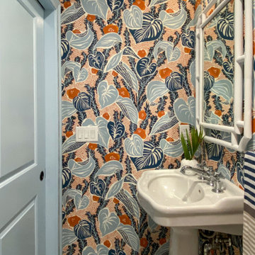 Vibrant Powder Room in Melrose MA