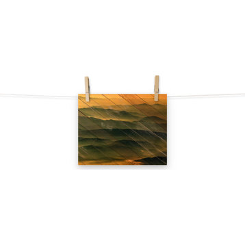 Faux Wood Foggy Mountain Layers at Sunset Landscape Unframed Wall Art Prints, 8" X 10"