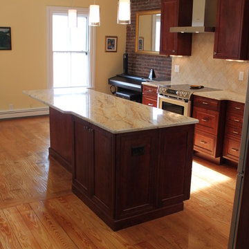 Transitional Cherry wood kitchen in Boston