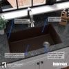 Karran Undermount Quartz Composite 32" Single Bowl Kitchen Sink, Brown