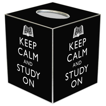 TB1377-Black Keep Calm and Study On Tissue Box Cover