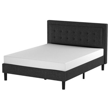 Platform Bed, Upholstered Headboard and Frame With Button Tufting, California King