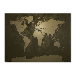 30 in. x 47 in. Gold World Map Canvas Art - Fine Art Prints