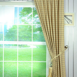 Paroo Cotton Blend Small Plaid Double Pinch Pleat Curtains & Drapes - Curtains