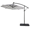WestinTrends 10Ft Outdoor Patio Solar LED Cantilever Umbrella with Base Weights, Gray/White
