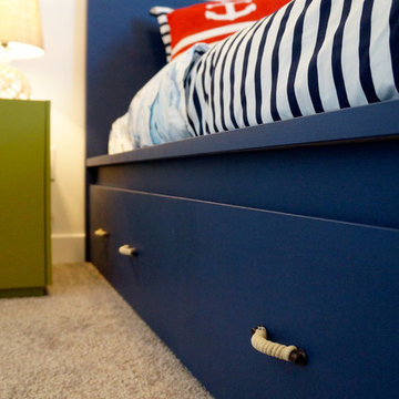 Custom Painted Bed in Maine Stream Show Home for Hopewell Residential